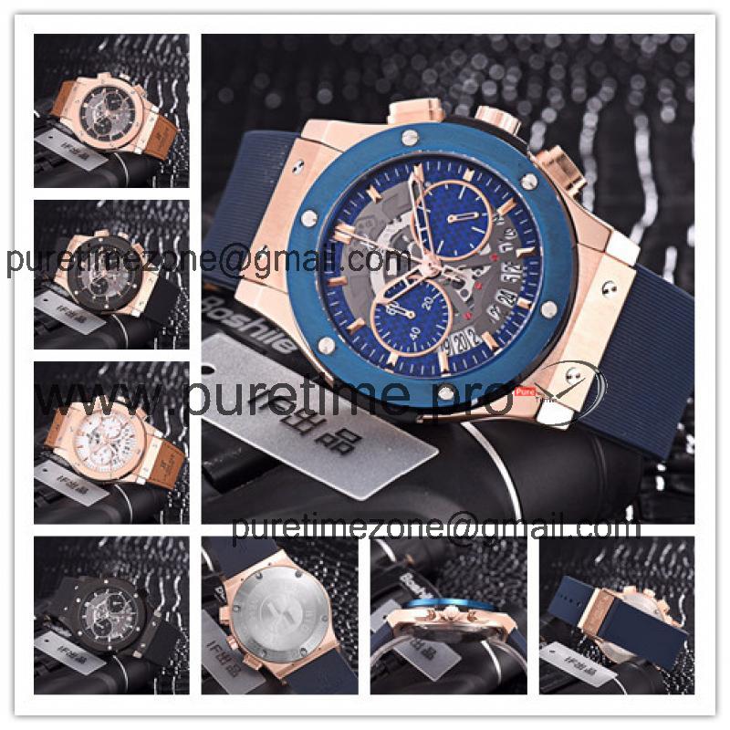 Replica Classic Fusion  Japan Quartz  chronograph  Movement  Mens Watch Skeleton Dial  Rubber  Strap A  G38