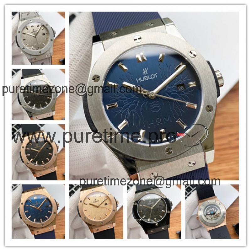 Replica Classic Fusion A21J  Automatic Movement Mens Watch Blue  Dial Rubber Strap  G64