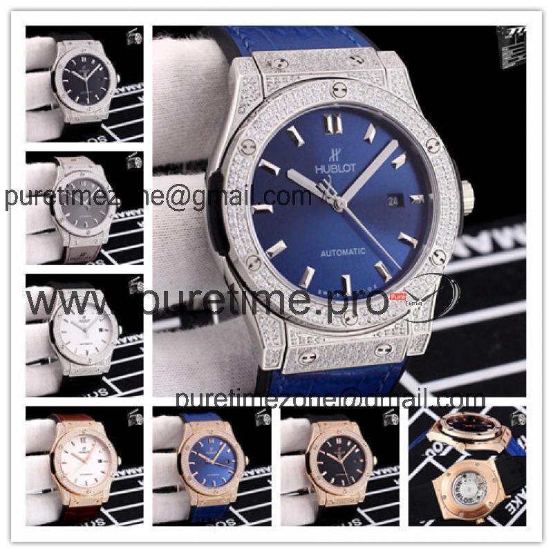 Replica Classic Fusion  Japan Miyota 8215 Automatic Movement  Mens Watch  Blue  Dial Leather Strap G79