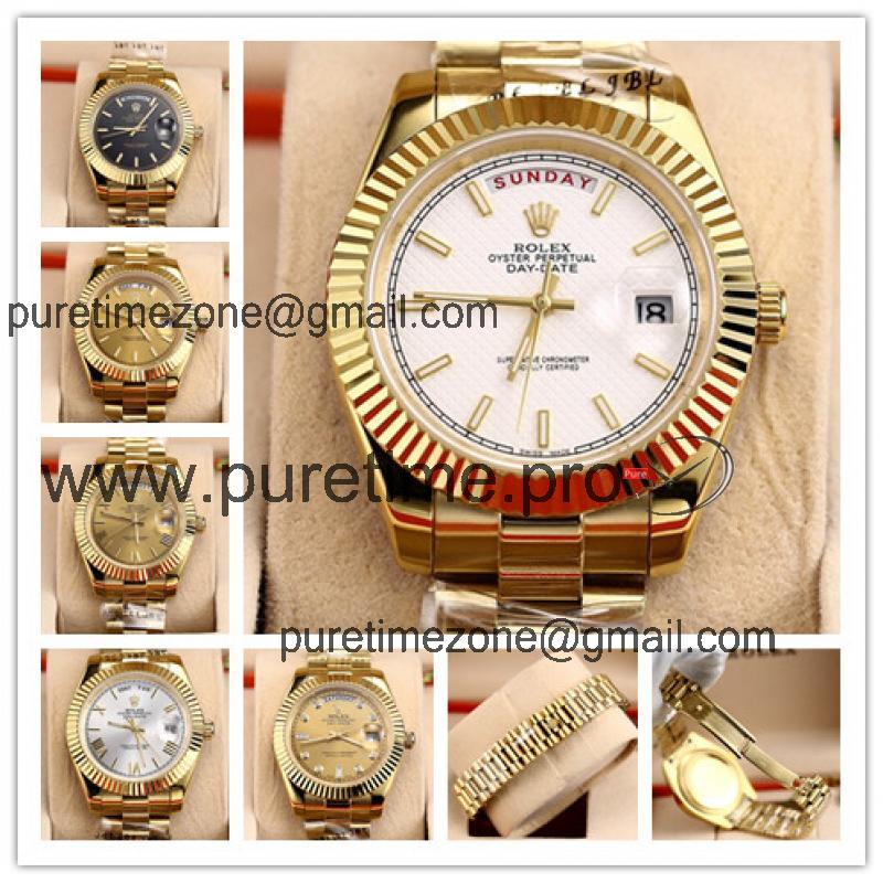 Replica Day-Date  A8285 Automatic Movement Mens Watch White Dial Yellow Gold A E07