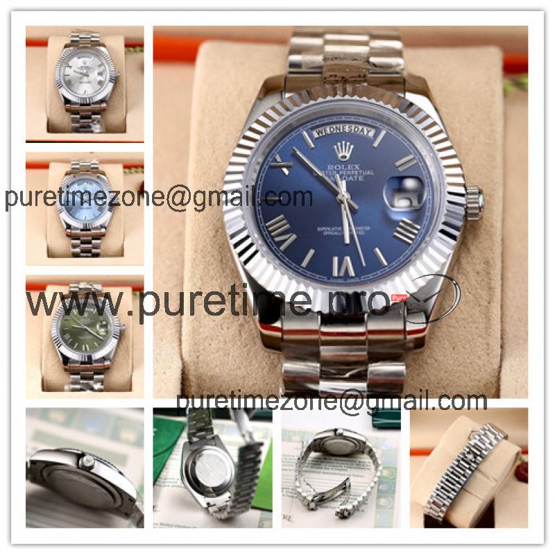 Replica Day-Date  A8285 Automatic Movement Mens Watch Blue Dial Oyster Bracelet SS B E08