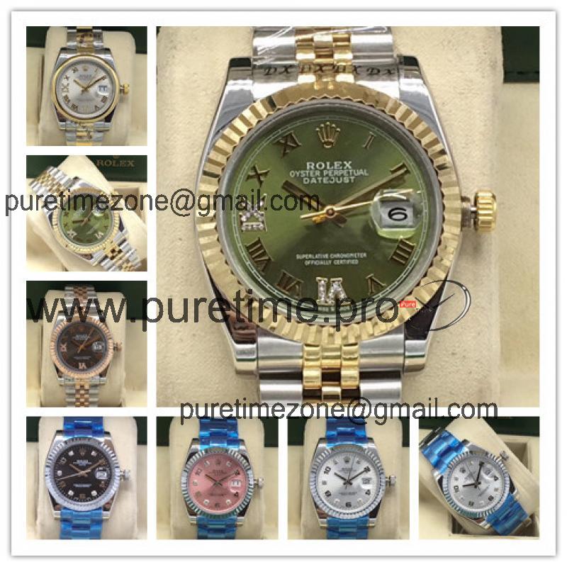 Replica Datejust A2813 Automatic Movement Mens/Womens Watch Green Dial Jubilee Bracelet Two Tone Yellow Gold E18