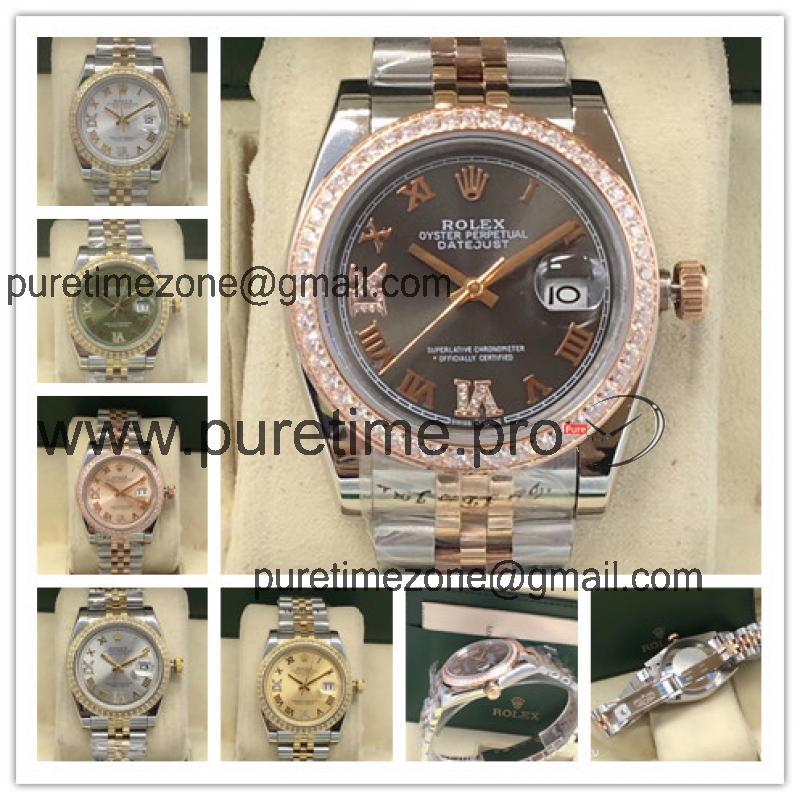 Replica Datejust A2813 Automatic Movement Mens/Womens Watch Gray Dial Jubilee Bracelet Two Tone Rose Gold E19