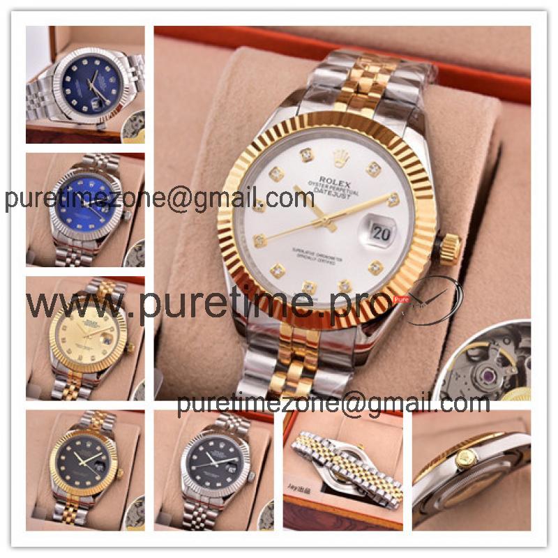 Replica Datejust  Japan Miyota 8215 Automatic Movement Mens Watch White Dial Jubilee Bracelet Two Tone Yellow Gold C E28