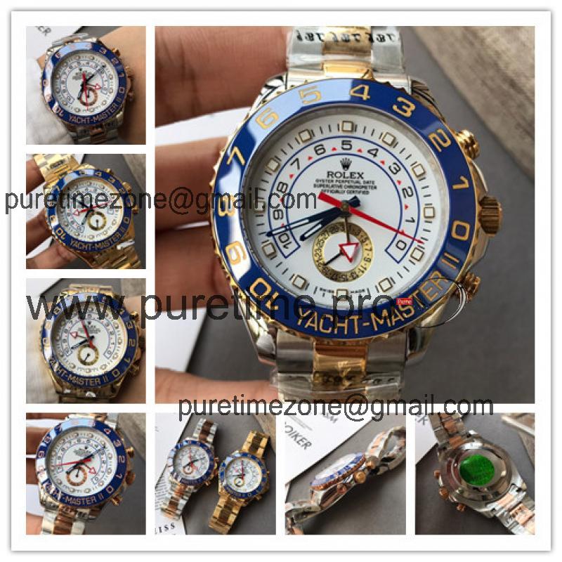 Replica Oyster Perpetual Yacht-Master A21J Automatic Mens Watch White Dial Oyster Bracelet Two Tone Yellow Gold E33