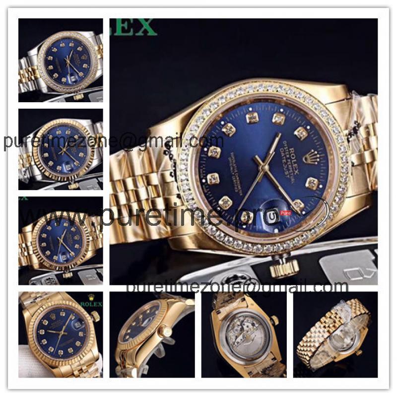 Replica Datejust Japan Miyota 8215 Automatic Movement Mens Watch Black Dial Jubilee Bracelet Yellow Gold E34