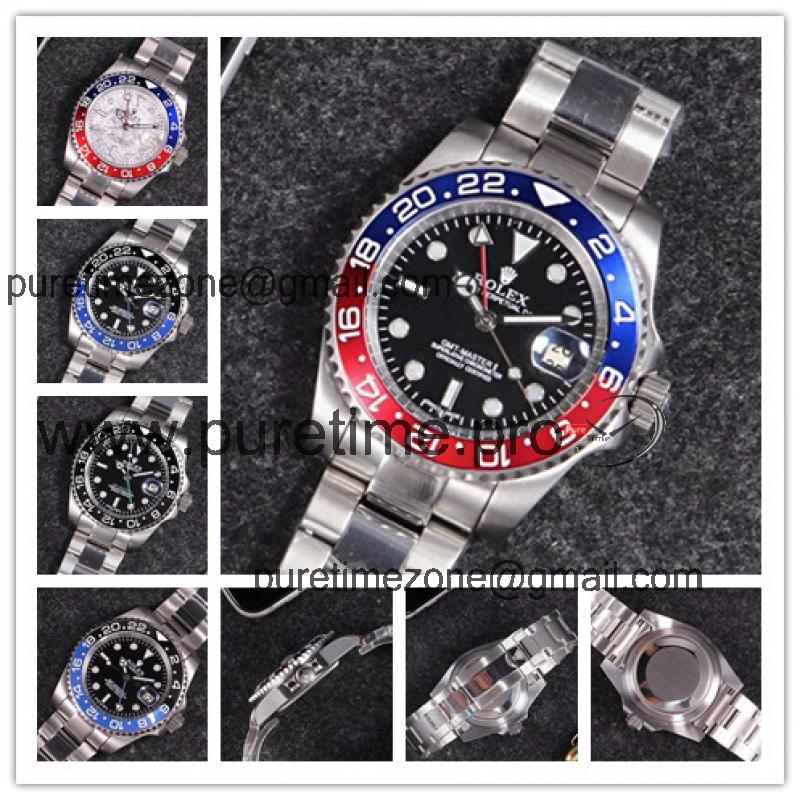 Replica GMT-MASTER A21J Automatic Movement Mens Watch  Black Dial Oyster Bracelet SS E61