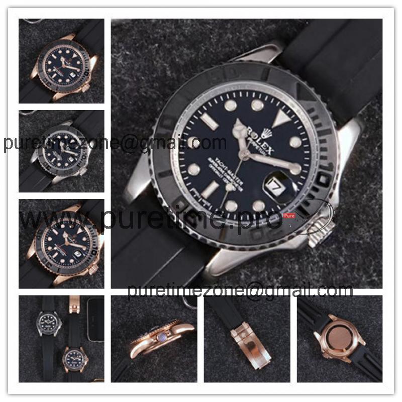 Replica Yacht-Master  A21J Automatic Movement Mens Watch Black Dial Rubber  Strap E65