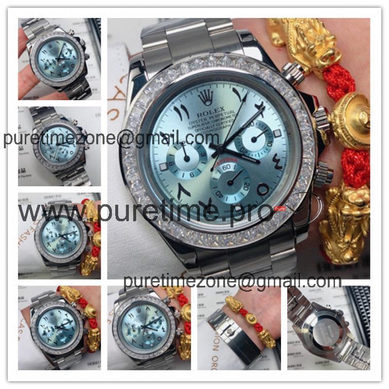 Replica Cosmograph Daytona A21J Automatic Movement Mens Watch Ice Blue Dial Oyster Bracelet SS E67