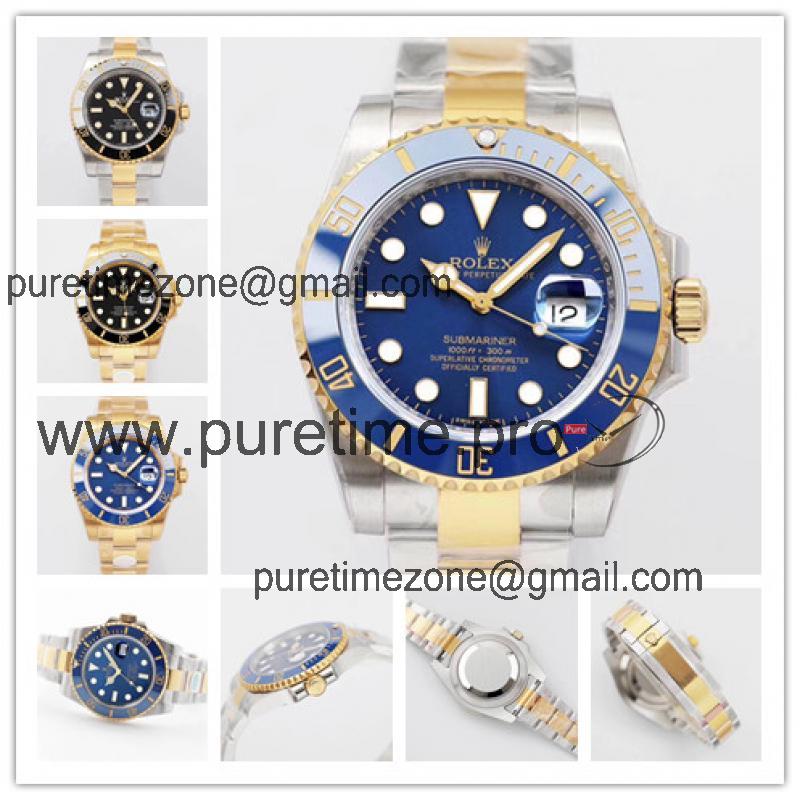 Replica Submariner A2836 Automatic Movement Mens Watch Blue Dial Oyster Bracelet Two Tone Yellow Gold A E72