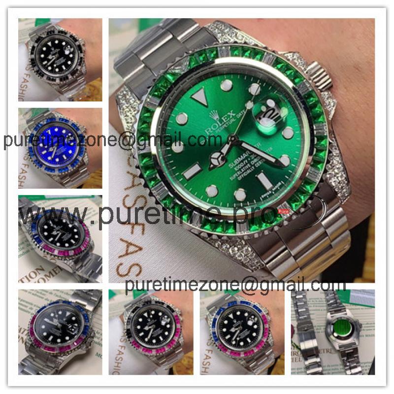 Replica Submariner  A21J Automatic Movement Mens Watch Green Dial Oyster Bracelet  SS E86