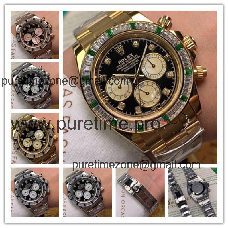 Replica Cosmograph Daytona  A21J Automatic Movement Mens Watch Black Dial Oyster Bracelet Yellow Gold  E88