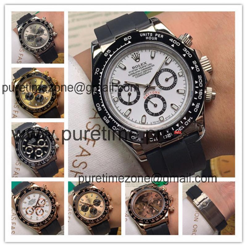 Replica Cosmograph Daytona  A21J Automatic Movement Mens Watch White Dial Rubber Strap E89