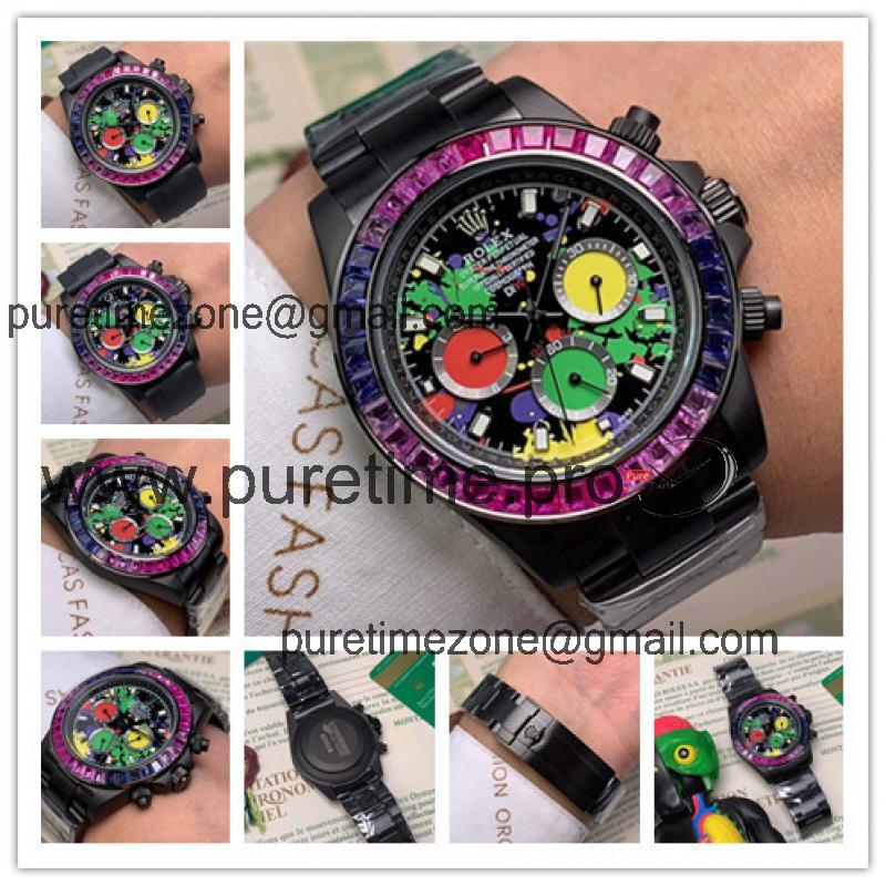 Replica Cosmograph Daytona  A21J Automatic Movement Mens Watch Graffiti Dial PVD Steel E90