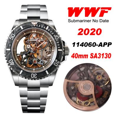 WWF Submariner Andrea Pirlo Project Skeleton 904L SS Bracelet SA3130 Mens Watch Super Clone