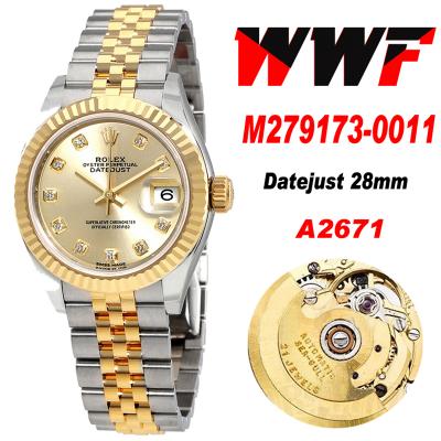 WWF Datejust 28mm A2671 Automatic Mens Watch 904L YG/SS Gold Dial on YG/SS Jubilee Bracelet Best Edition