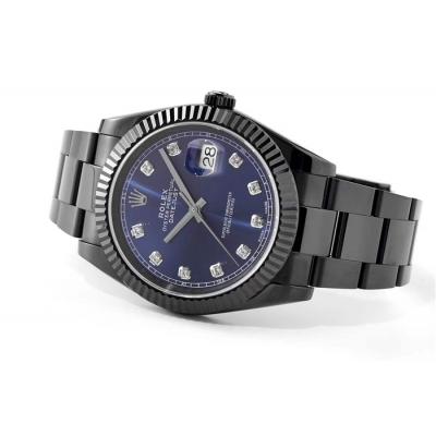 VRF DateJust 41 126334 VR3235 Automatic Mens Watch PVD Steel All Black  Blue Diamonds Oyster Best Edition