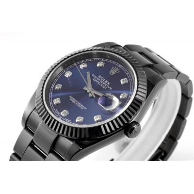 VRF DateJust 41 126334 VR3235 Automatic Mens Watch PVD Steel All Black  Blue Diamonds Oyster Best Edition