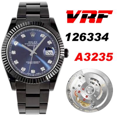 VRF DateJust 41 126334 VR3235 Automatic Mens Watch PVD Steel All Black  Blue Diamonds Oyster Best Edition