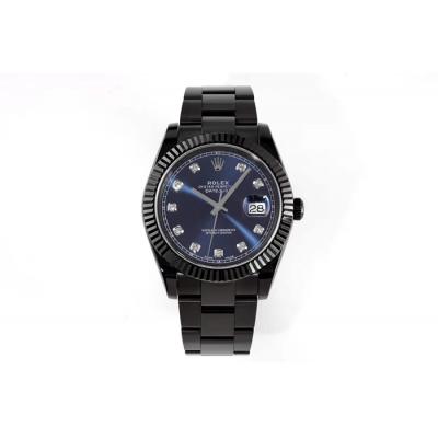 VRF DateJust 41 126334 VR3235 Automatic Mens Watch PVD Steel All Black  Blue Diamonds Oyster Best Edition