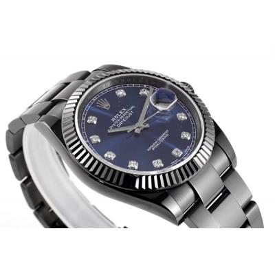 VRF DateJust 41 126334 VR3235 Automatic Mens Watch PVD Steel All Black  Blue Diamonds Oyster Best Edition