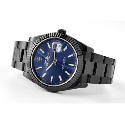 VRF DateJust 41 126334 VR3235 Automatic Mens Watch PVD Steel All Black  Blue Stick Oyster Best Edition