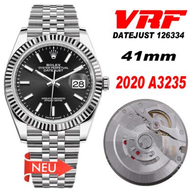 VRF DateJust 41 126334 VR3235 Automatic Mens Watch 904L Steel Black Dial Jubilee Bracelet Best Edition