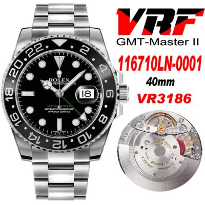 VRF V3 GMT-Master II 116710 VR3186 Automatic Mens Watch Black Ceramic 904L Oystersteel Bracelet Best Edition