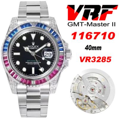 VRF V3 GMT-Master II 126710 VR3285 Automatic Mens Watch Pepsi Diamonds Black Dial 904L SS Bracelet Best Edition