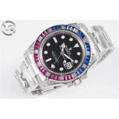 VRF V3 GMT-Master II 126710 VR3285 Automatic Mens Watch Pepsi Diamonds Black Dial 904L SS Bracelet Best Edition