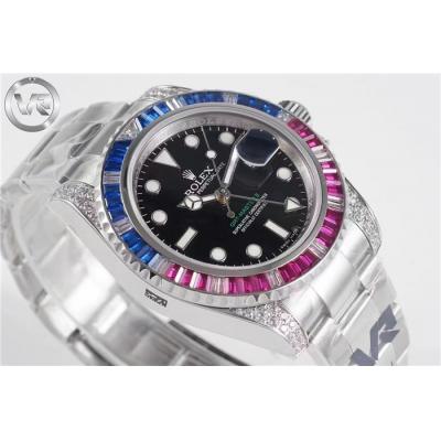 VRF V3 GMT-Master II 126710 VR3285 Automatic Mens Watch Pepsi Diamonds Black Dial 904L SS Bracelet Best Edition