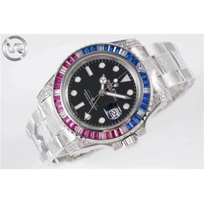 VRF V3 GMT-Master II 116710 VR3285 Automatic Mens Watch Pepsi Diamonds Black Dial 904L SS Diamond Bracelet Best Edition