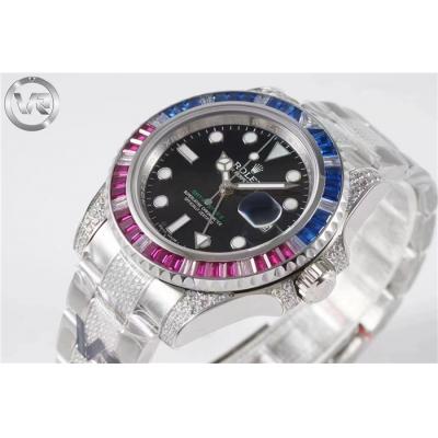 VRF V3 GMT-Master II 116710 VR3285 Automatic Mens Watch Pepsi Diamonds Black Dial 904L SS Diamond Bracelet Best Edition