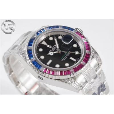 VRF V3 GMT-Master II 116710 VR3285 Automatic Mens Watch Pepsi Diamonds Black Dial 904L SS Diamond Bracelet Best Edition