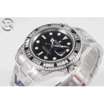 VRF V3 GMT-Master II 116710 VR3285 Automatic Mens Watch Black/White Diamonds 904L Diamond Bracelet Best Edition