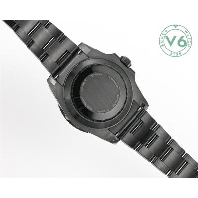 V6F Submariner BLAKEN A3135 Automatic Mens Watch DLC All Black Green Dial Oyster SS Bracelet  Best Edition