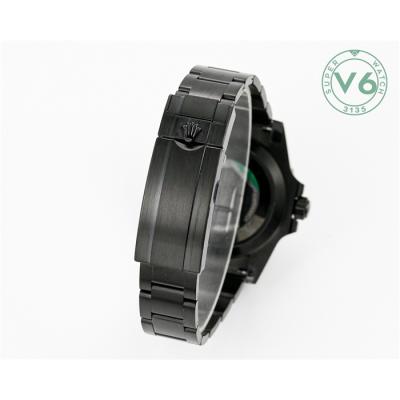 V6F Submariner BLAKEN A3135 Automatic Mens Watch DLC All Black Green Dial Oyster SS Bracelet  Best Edition