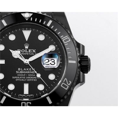 V6F Submariner BLAKEN A3135 Automatic Mens Watch DLC All Black Dial Oyster SS Bracelet  Best Edition