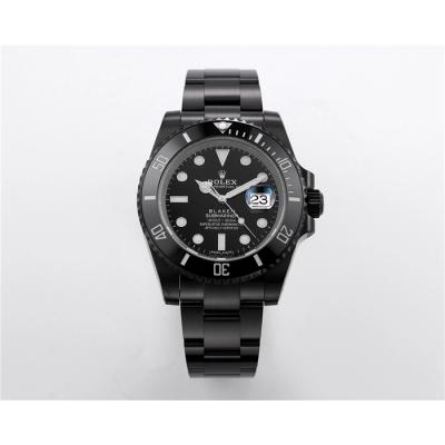 V6F Submariner BLAKEN A3135 Automatic Mens Watch DLC All Black Dial Oyster SS Bracelet  Best Edition