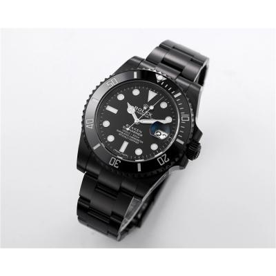 V6F Submariner BLAKEN A3135 Automatic Mens Watch DLC All Black Dial Oyster SS Bracelet  Best Edition