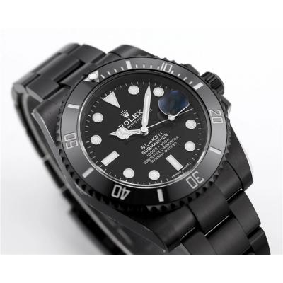 V6F Submariner BLAKEN A3135 Automatic Mens Watch DLC All Black Dial Oyster SS Bracelet  Best Edition