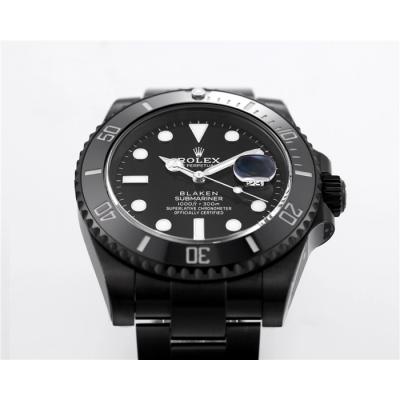 V6F Submariner BLAKEN A3135 Automatic Mens Watch DLC All Black Dial Oyster SS Bracelet  Best Edition