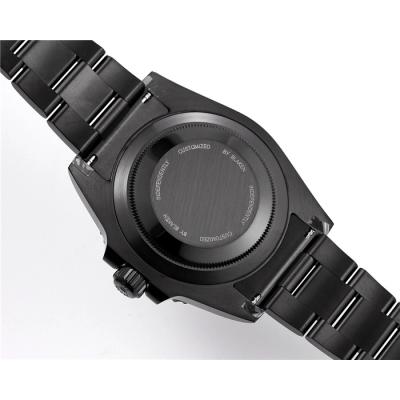 V6F Submariner BLAKEN A3135 Automatic Mens Watch DLC All Black Dial Oyster SS Bracelet  Best Edition