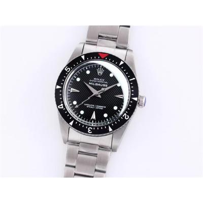 TWF Milgauss 116400GV Ref 6543 A2836 Automatic Mens Watch Black Dial Oyster Steel Bracelet Vintage Timepieces Version