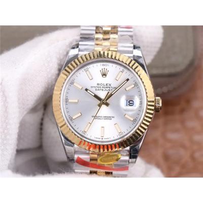 TWF Datejust 41 126334 A3235 Automatic Mens Watch Two Tonr YG Silver Dial 904L Steel Jubilee Bracelet Best Edition