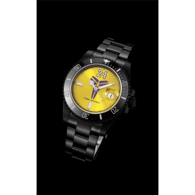 TWF Submariner Blaken Kobe Bryant A2836 Automatic Mens Watch PVD All Black Yellow Dial SS Bracelet