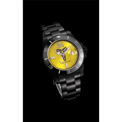 TWF Submariner Blaken Kobe Bryant A2836 Automatic Mens Watch PVD All Black Yellow Dial SS Bracelet