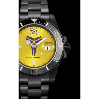 TWF Submariner Blaken Kobe Bryant A2836 Automatic Mens Watch PVD All Black Yellow Dial SS Bracelet