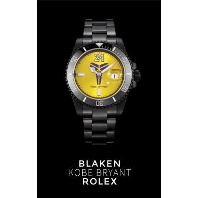 TWF Submariner Blaken Kobe Bryant A2836 Automatic Mens Watch PVD All Black Yellow Dial SS Bracelet