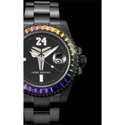 TWF Submariner Blaken Kobe Bryant A2836 Automatic Mens Watch Rainbow Diamond Bezel PVD All Black SS Bracelet